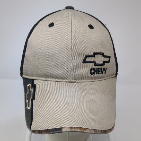 Chevrolet Chevy Strapback Hat Beige One Size Embroidered Colorblock Camo - Picture 2 of 9